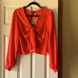 Red Polyester long-sleeved blouse from Express
